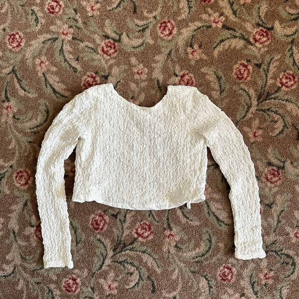 Astr The Label White Textured Crop Top